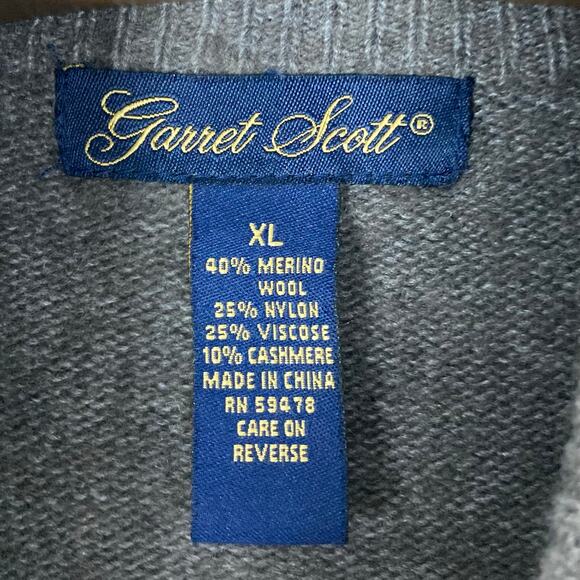 NWOT GARRET SCOTT Sweater Men XL Brown Cashmere Merino Wool Henley Long-Sleeve - Picture 3 of 7